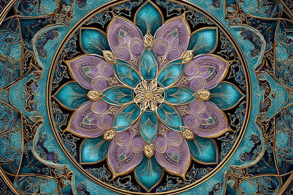Download Luxury Teal Floral Mandala Mosaic - Mandala mosaic Collection