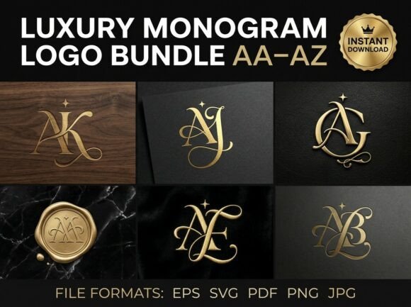 Download Luxury Monogram Logo Bundle AA–AZ - Monogram Collection