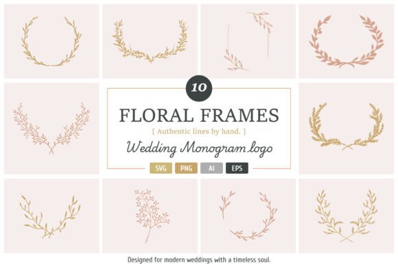 Download Hand Drawn Floral Wedding Monogram Frame - Monogram Collection