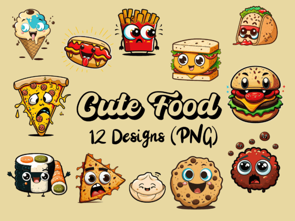 Download Sweet Faces: Cute Food Illustrations - Face Collection