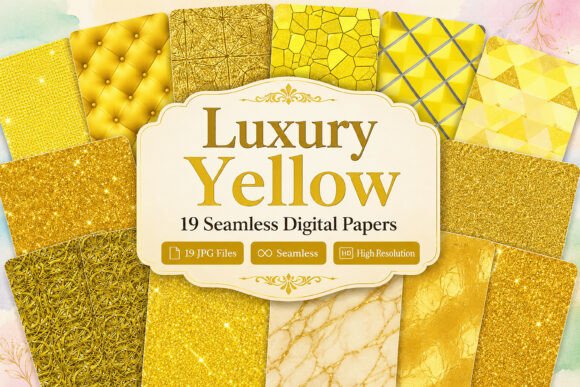 Download Luxury Yellow Digital Paper Set - Digital Collection