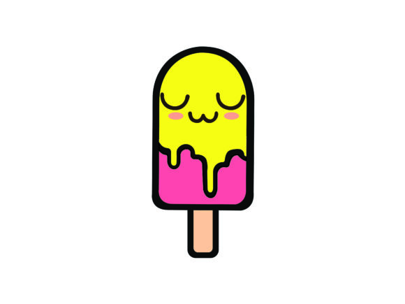 Download Kawai Ice Cream Yellow with Relax Face - Face Collection