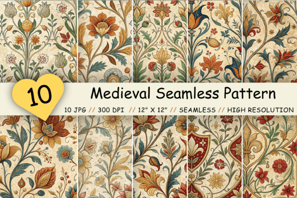 Download Medieval Seamless Digital Paper Pack - Digital Collection