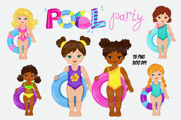 Download Rubber Ring Girl Clipart, Pool Party. - Premium Resources