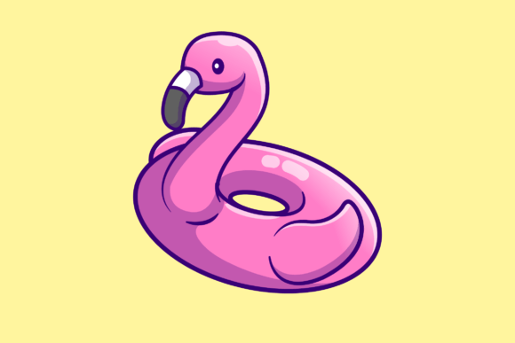 Download Cute Flamingo Swimming Tire Cartoon - Tire Collection
